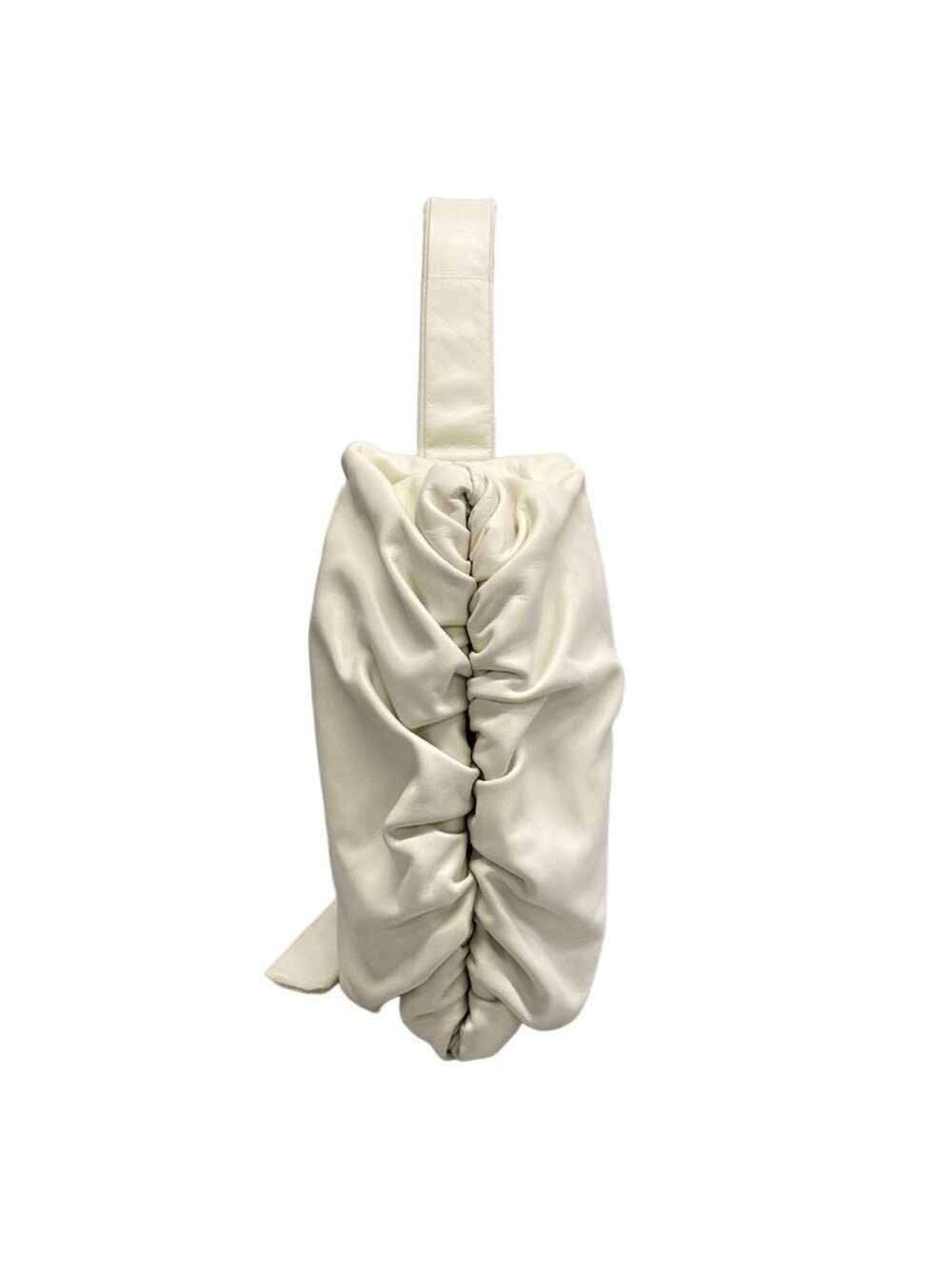 Bottega Veneta White Belt Bag Gathered Leather